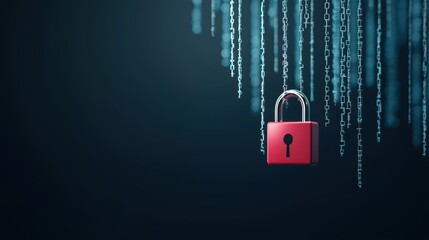 Wall Mural - a dark background with binary code and a padlock icon, symbolizing data encryption and secure commun