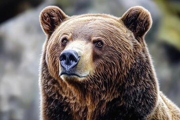 a close-up shot of a brown bear's facial features, ideal for wildlife or conservation-themed project