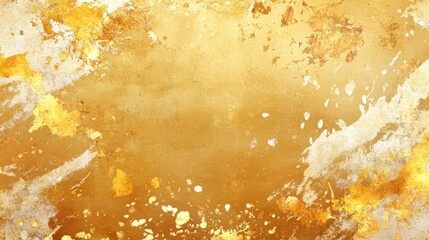 Wall Mural - Bright golden and yellow watercolor texture with dynamic splashes and patterns