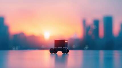 Wall Mural - a delivery robot transporting online orders in a city environment, representing the growth of e comm