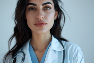 Wall Mural - A doctor examines a patient wearing a stethoscope, highlighting medical examination and healthcare scenarios