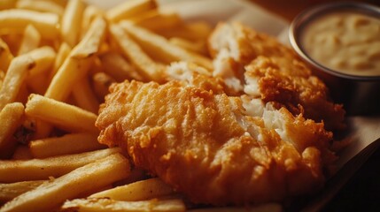 Poster - A shot of a plate filled with crispy French fries, perfect for a snack or meal accompaniment