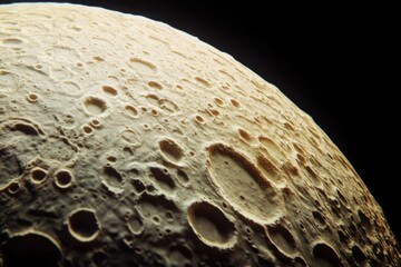 Wall Mural - a close-up view of the moon against a dark black background