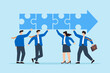 © VZ_Art - Flat illustration of business people connect arrow piece jigsaw puzzle teamwork for career growth