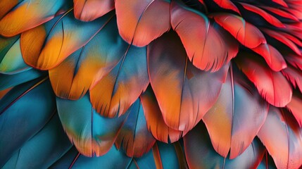 Wall Mural - Close-up shot of vibrant bird feathers