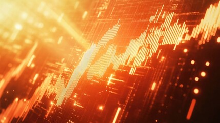 Wall Mural - Abstract glowing orange stock market chart.
