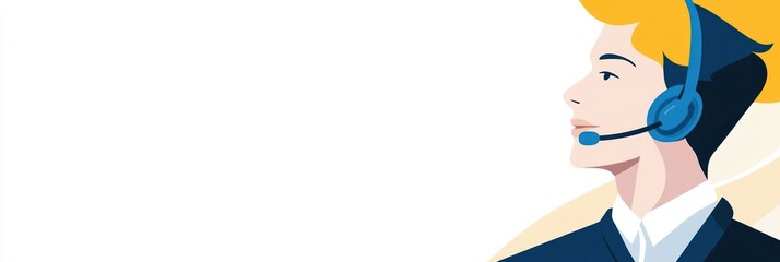 Aufkleber - Illustration of a person with a headset, representing customer support or communication.