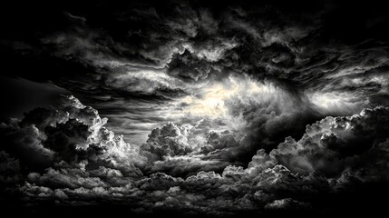 Poster - A black and white photo of a cloudy sky