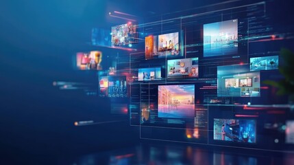 Wall Mural - Digital interface showcasing diverse media content.