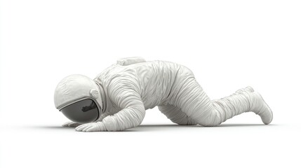 Aufkleber - A white astronaut figure is crawling on the ground, symbolizing exploration or struggle.