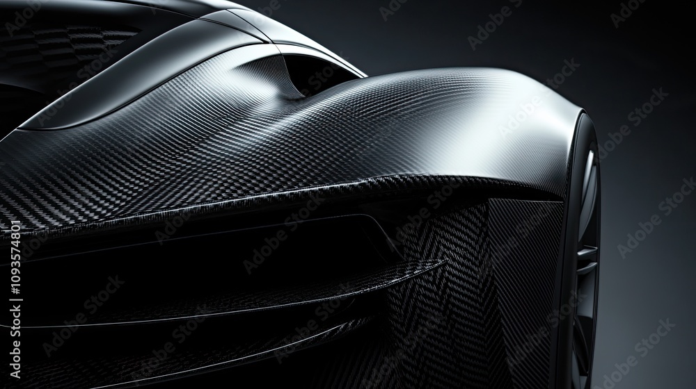 Sleek black sports car rear detail, carbon fiber. Stock Photo | Adobe Stock