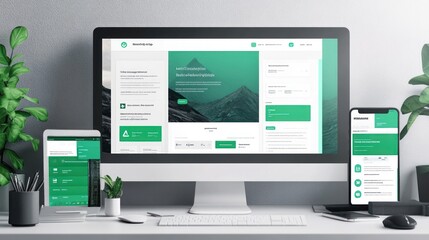 Poster - A modern workspace featuring devices displaying a sleek website design.