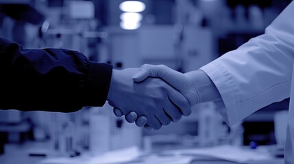 Poster - Two hands engaged in a handshake, symbolizing agreement or collaboration in a professional setting.