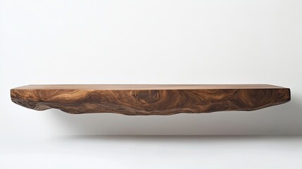 Wall Mural - Rustic Live Edge Wooden Shelf Against White Wall