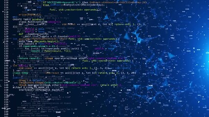 Wall Mural - glitch text animation code snippets with glitch noise effects data, connection, internet, cyberspace