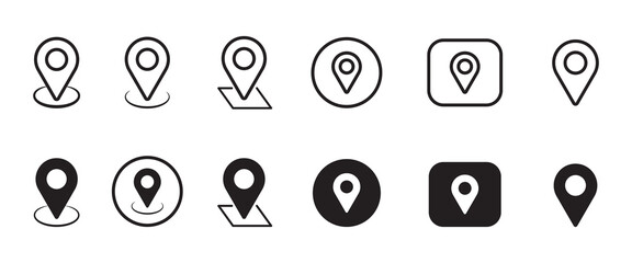 Wall Mural - pin maps icon set vector sign symbol, location icon set map pointer pin sign symbol, black outline o