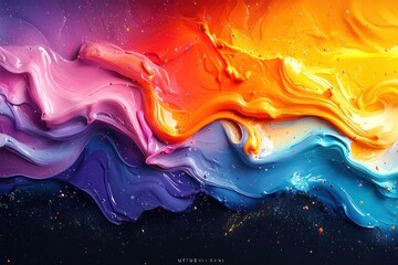 Aufkleber - Abstract Swirls of Vibrant Colors with Glitter