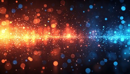 Poster - Abstract Background with Orange and Blue Bokeh Lights and Sparkles