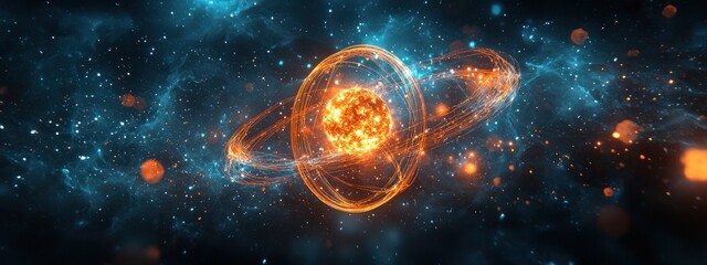 Poster - A Star in a Nebulous Space with an Orange Ring