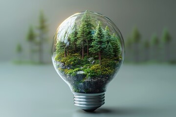 Poster - A Miniature Forest Enclosed Within a Light Bulb