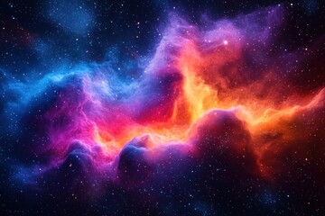 Poster - Cosmic Nebula with Blue, Pink, and Orange Hues
