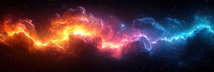 Poster - Cosmic Nebula with Fiery and Icy Swirls
