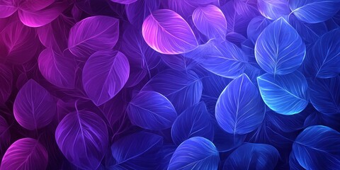 Poster - A Vibrant Gradient of Purple and Blue Leaves
