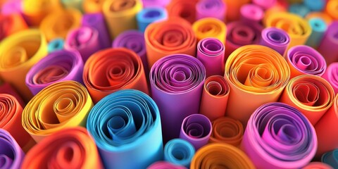 Aufkleber - Colorful Rolled Paper Abstract Background