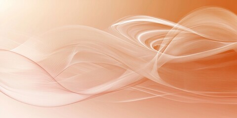 Fototapete - Abstract orange and white background with flowing curves.