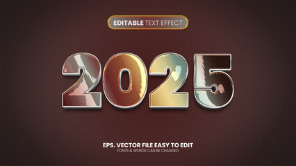 Wall Mural - 2025 new year editable text effect in new modern trend style