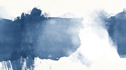 Poster - Abstract Blue Watercolor Wash on White Canvas