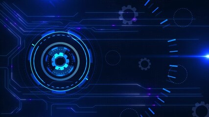 Wall Mural - futuristic blue technology background hud element circuit board on technology background. cpu proces