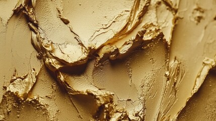 Wall Mural - Close-up of Golden Paint Strokes with Textured Surface