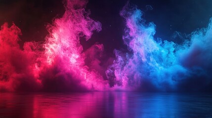 Poster - Abstract Cosmic Cloudscape with Pink and Blue Swirling Smoke