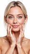 © Volha - Facial skin care, Skincare and Beauty Portrait, Woman with beautiful face touching healthy facial skin