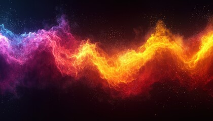 Wall Mural - Abstract Flame and Smoke Swirls with Sparkles Against a Black Background