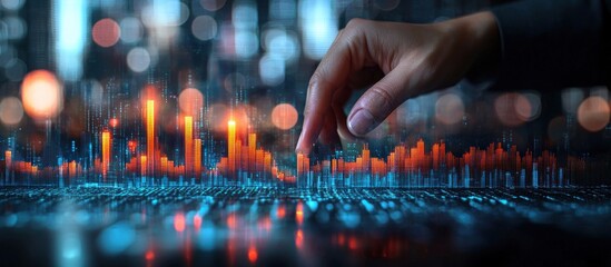 Aufkleber - Hand Interacting with Digital Cityscape on a Screen