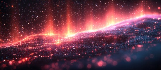 Poster - Abstract Glittering Surface with Red and Orange Lights