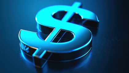 Aufkleber - A Shiny Blue Dollar Sign on a Dark Blue Background