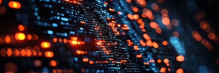 Poster - Abstract Digital Pattern with Blue and Orange Lights