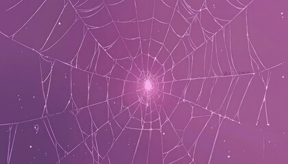 A Close-Up View of a Spiderweb Against a Purple Gradient Background