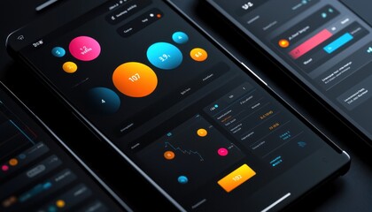 Aufkleber - Smartphone Screen Displaying Financial Data and Charts