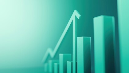 Aufkleber - Upward Trend:  A Green Arrow and Bar Graph Representing Growth