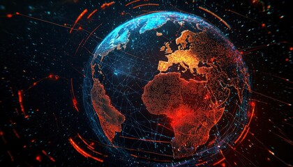 Poster - A Digital Representation of Earth With Illuminated Continents and a Network of Lines