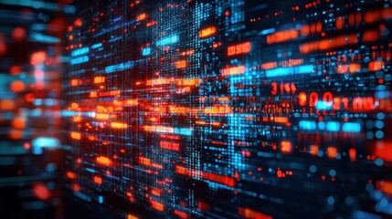 Poster - Abstract digital data flow with red and blue lights