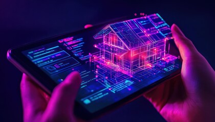 Aufkleber - A Digital Representation of a House on a Tablet Screen