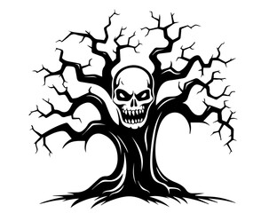 Wall Mural - creepy bare tree designs for halloween illustrations – black vector