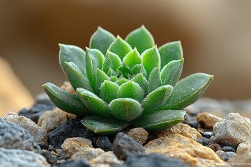 Poster - Close-up of a Green Succulent Plant with Detailed Leaf Texture