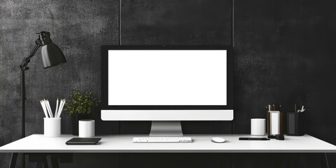 A clean desk shows a website design program.  It's perfect for showing off digital design work.