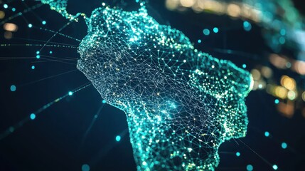 Poster - A Blue Digital Network Representing South America